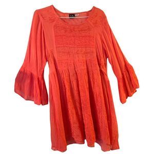 S. R. Fashion Embroidered BOHO Poet Sleeve Dress S/M (K-039)